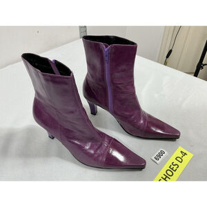 Womans New Sandra Stiletto Ankle Boots Size 9.5 M Purple Side Zip Pointed Toe